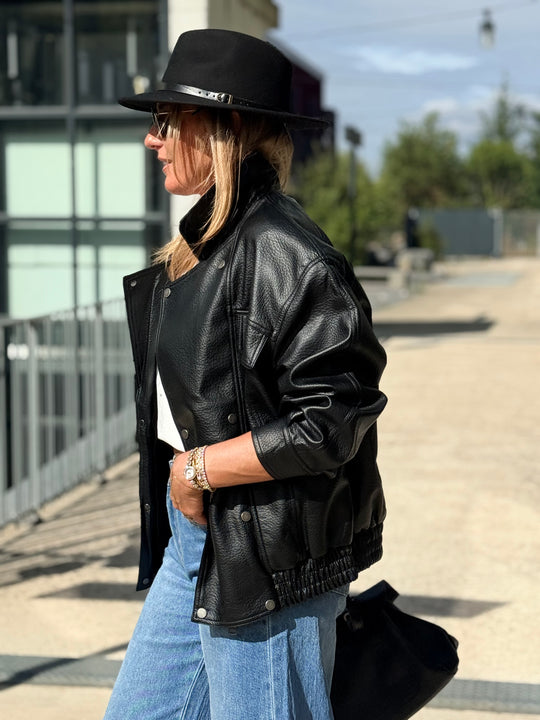 Veste similicuir oversize 870 Noir