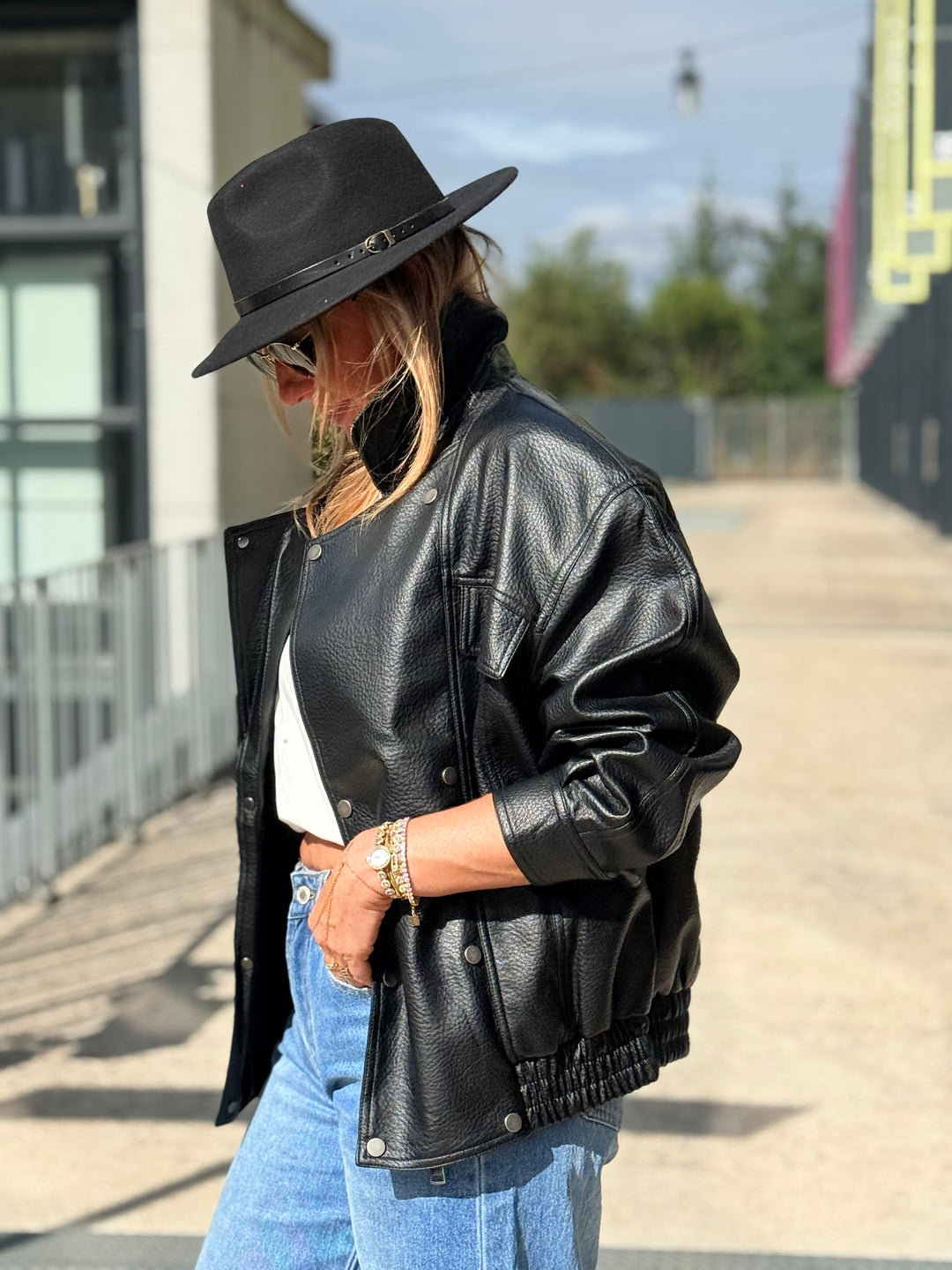 Veste similicuir oversize 870 Noir