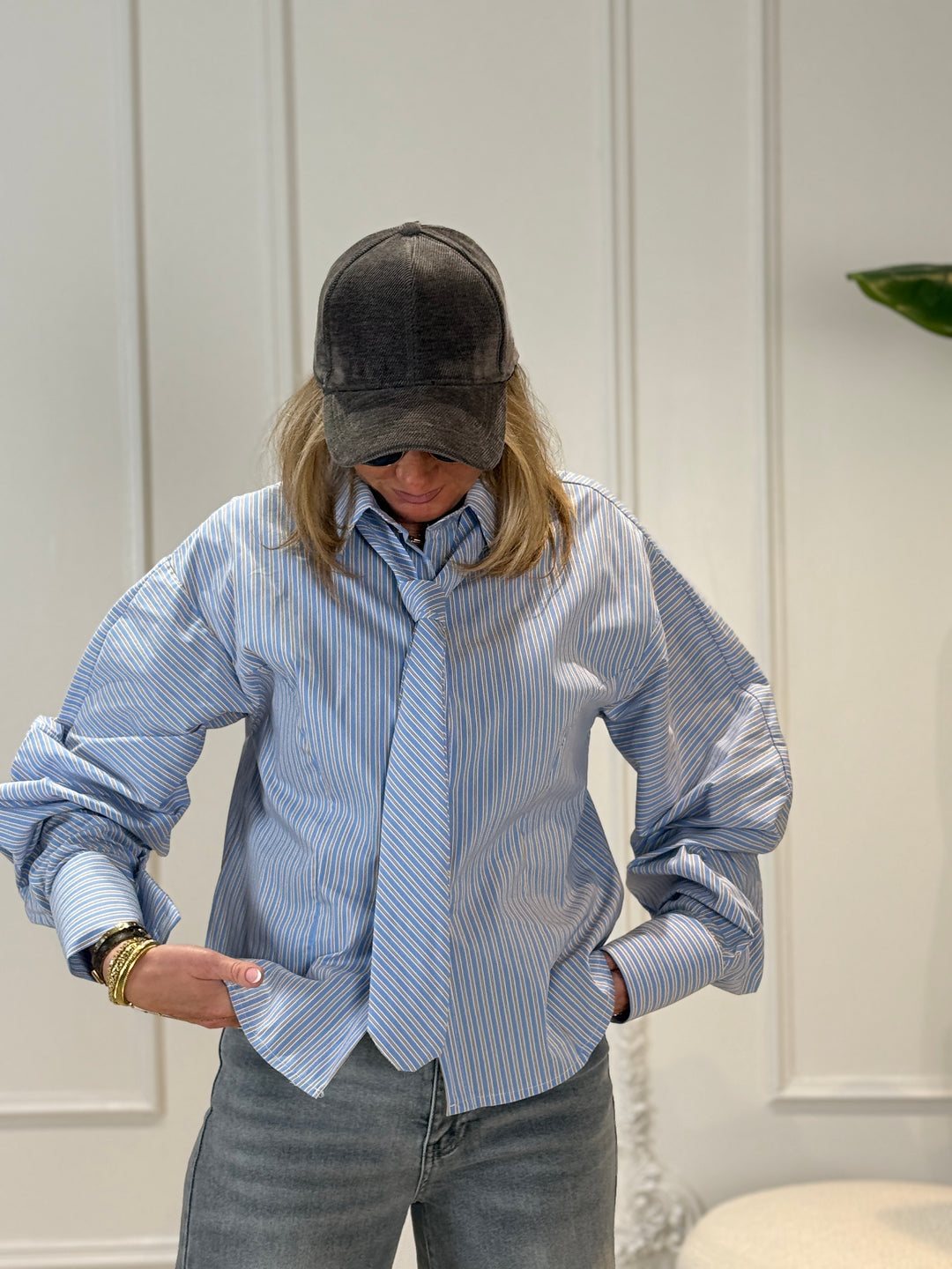 Chemise rayure cravate Bleu/rayure