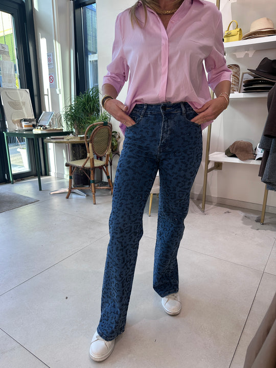 Jean Bleu strass léopard T6265-18-40