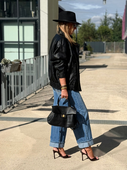 Veste similicuir oversize 870 Noir