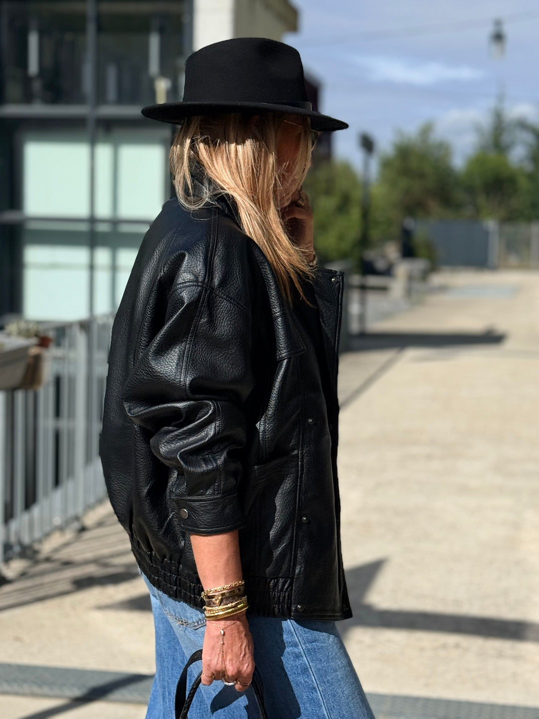 Veste similicuir oversize 870 Noir