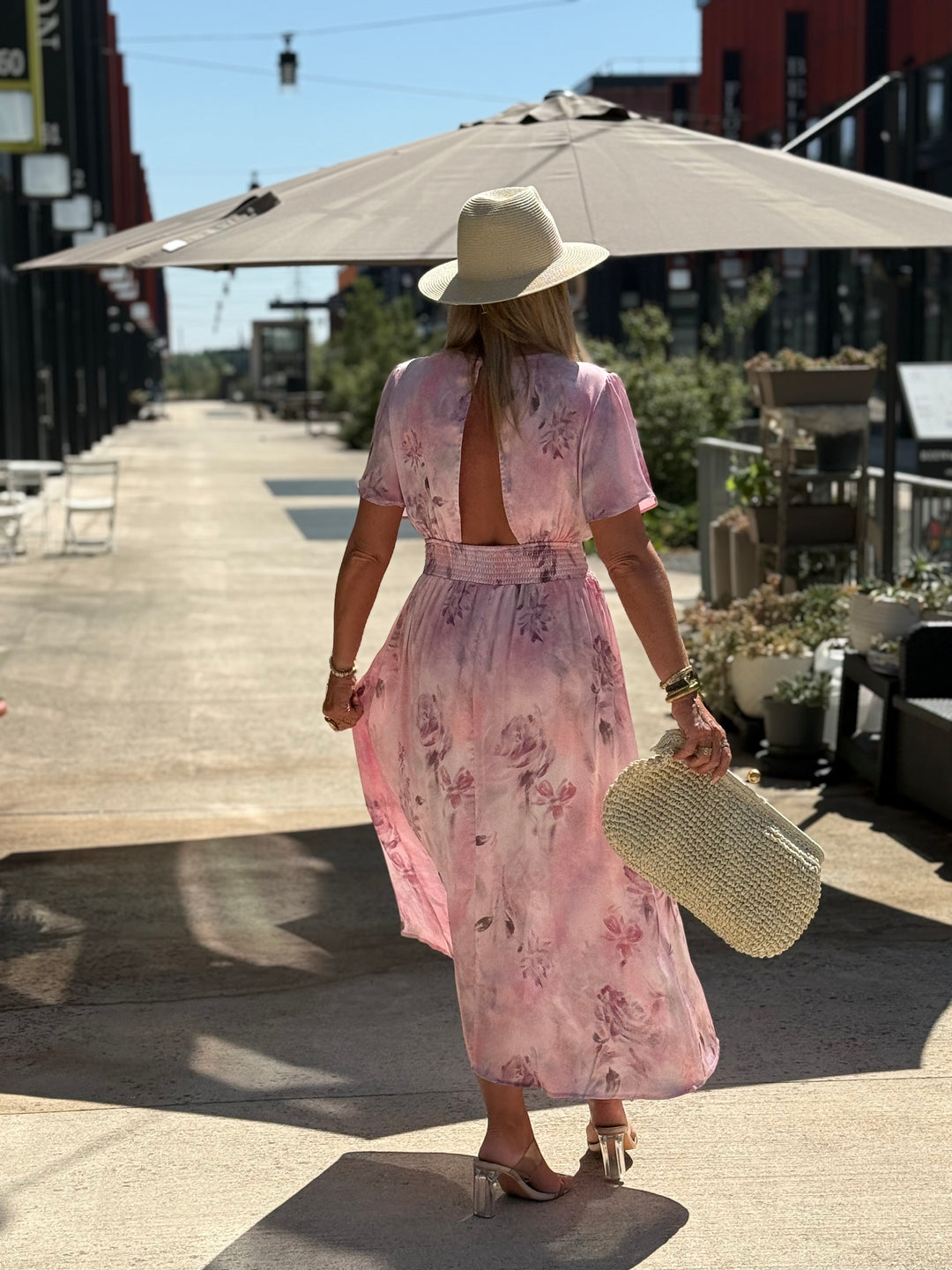 Robe longue imprimé floral rose 1386