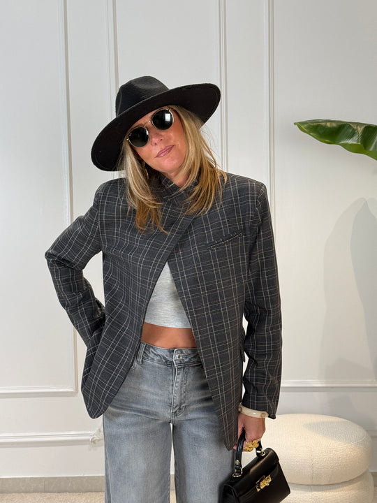 Blazer croisé miri gris carreaux 9908 (qualité +++)