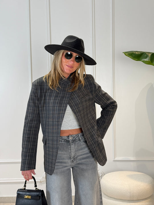 Blazer croisé miri gris carreaux 9908 (qualité +++)