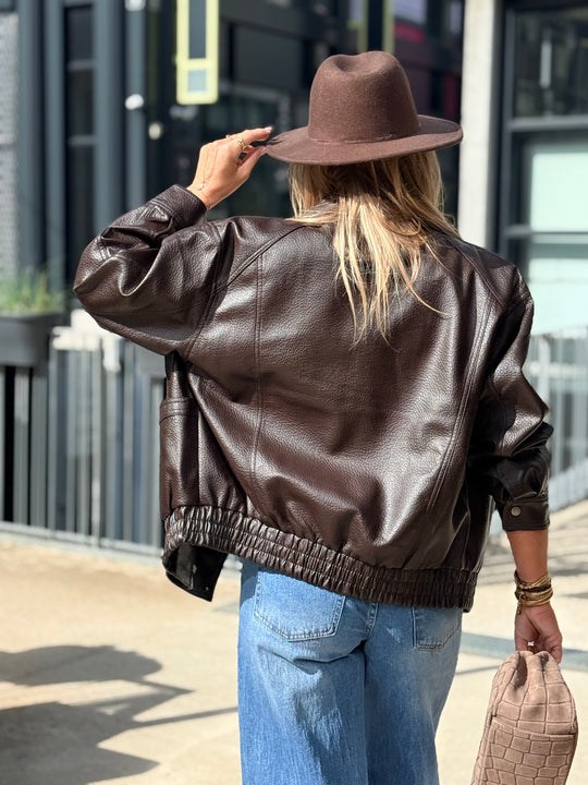Veste similicuir oversize 870 Choco
