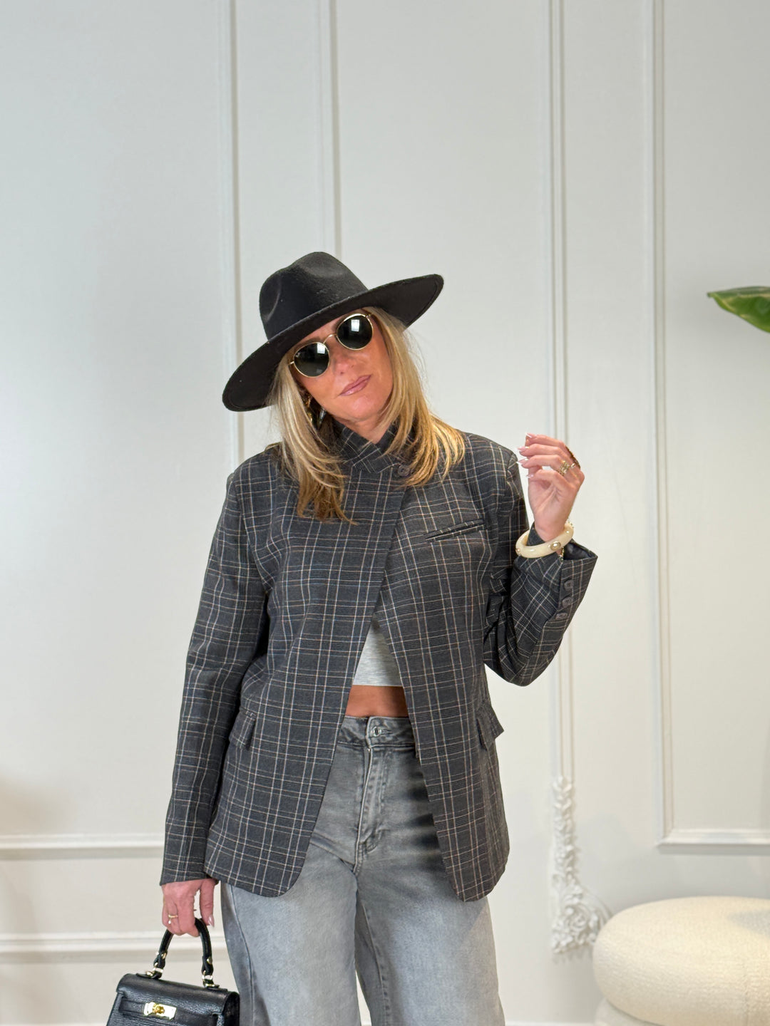 Blazer croisé miri gris carreaux 9908 (qualité +++)