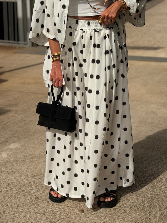 Pantalon palazzo à pois Blanc
