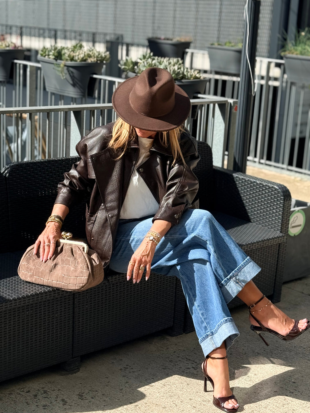 Veste similicuir oversize 870 Choco