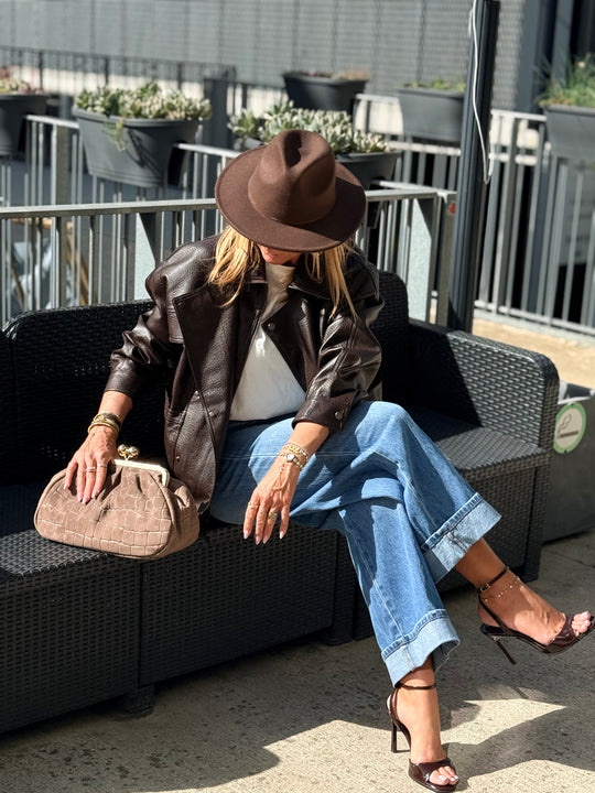 Veste similicuir oversize 870 Choco
