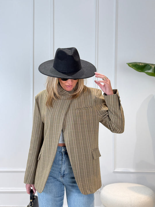 Blazer croisé taupe/kaki carreaux 9908 (qualité premium)