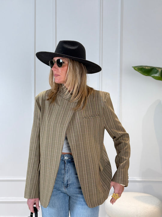 Blazer croisé taupe/kaki carreaux 9908 (qualité premium)