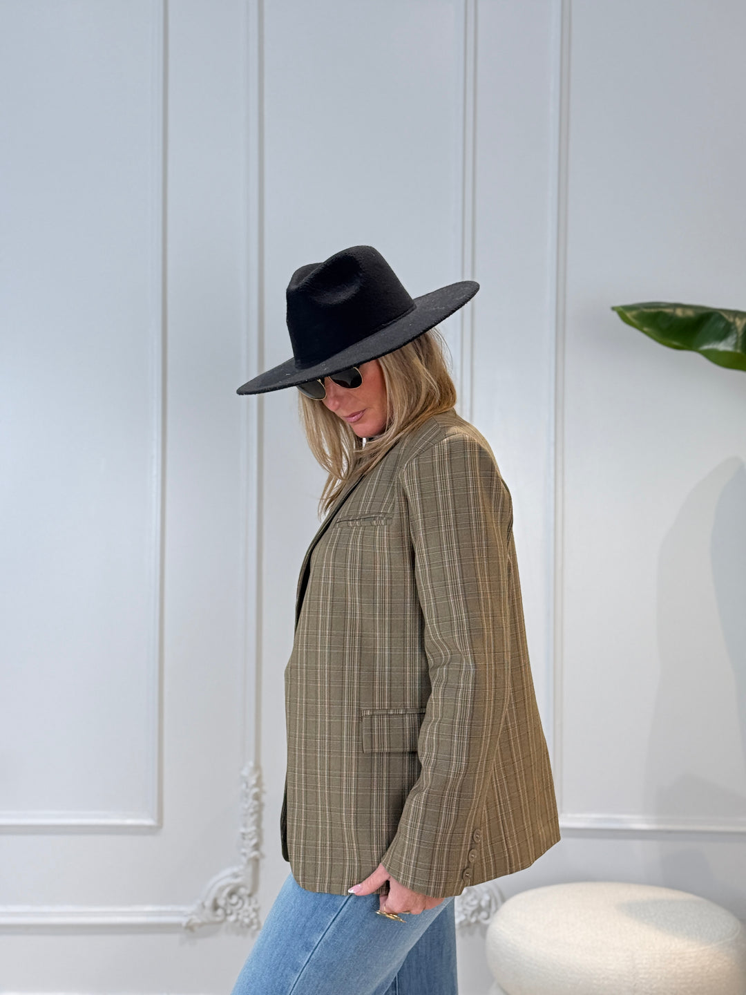 Blazer croisé taupe/kaki carreaux 9908 (qualité premium)