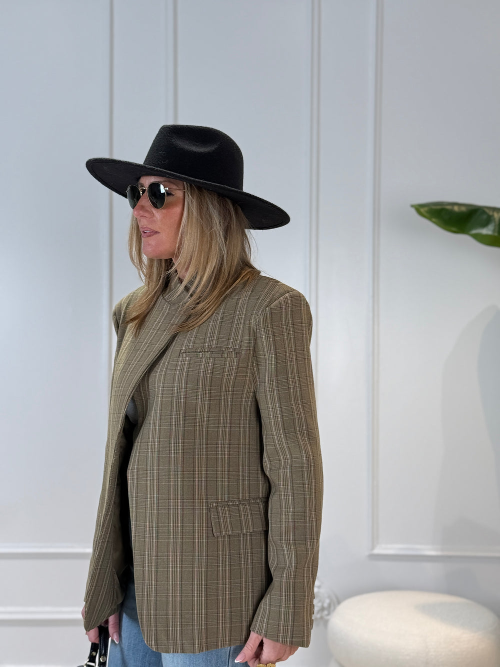 Blazer croisé miri taupe/kaki carreaux