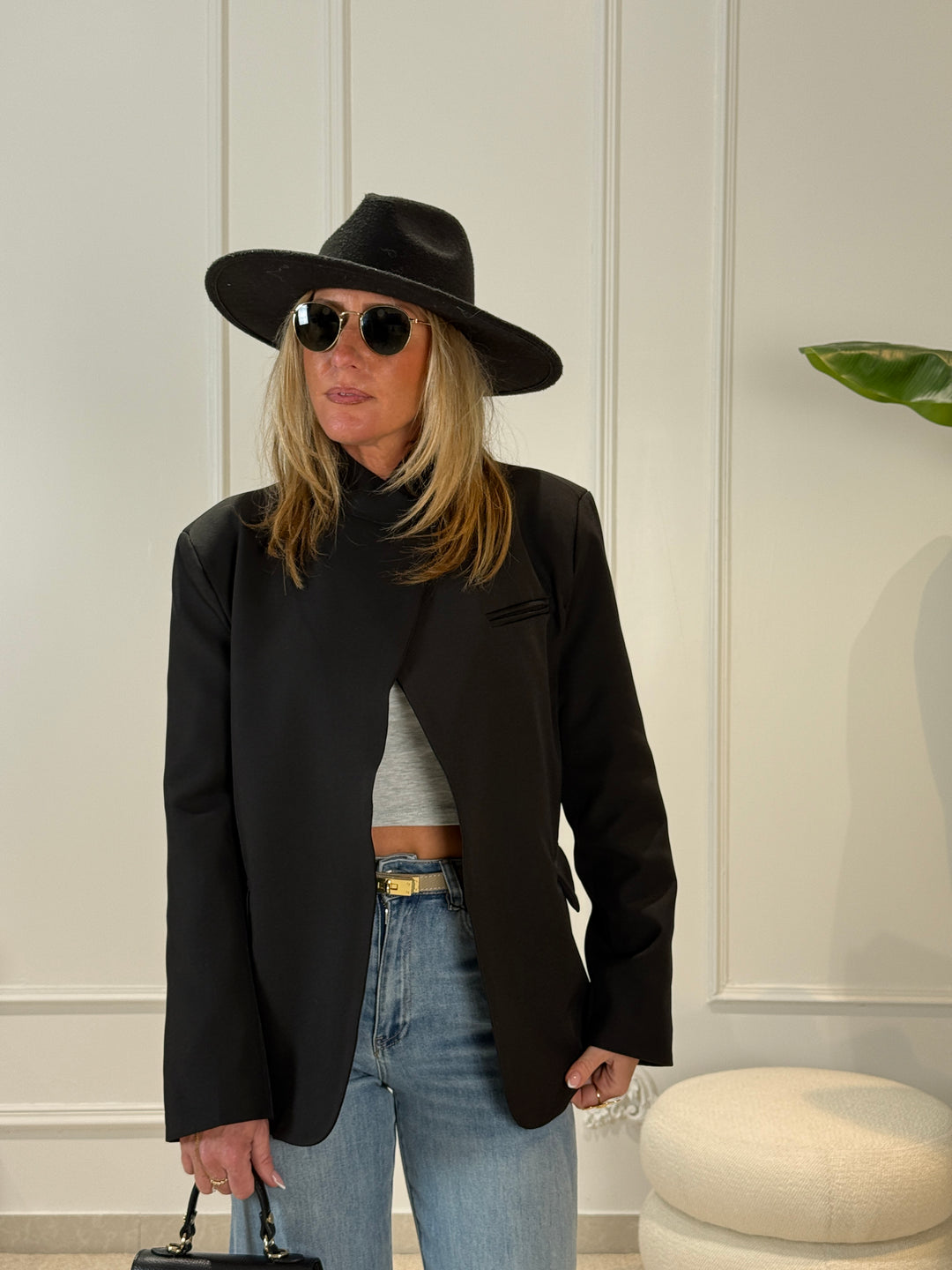 Blazer croisé Uni noir