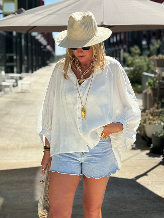 Chemise manche bouffante blanche 5983