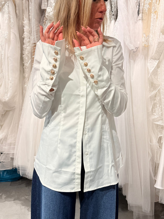 Chemise cintré manches boutons or 68812