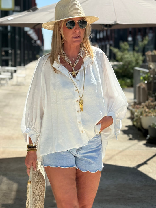 Chemise manche bouffante blanche 5983