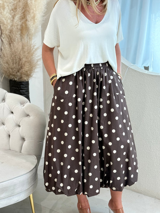 Jupe à pois marron