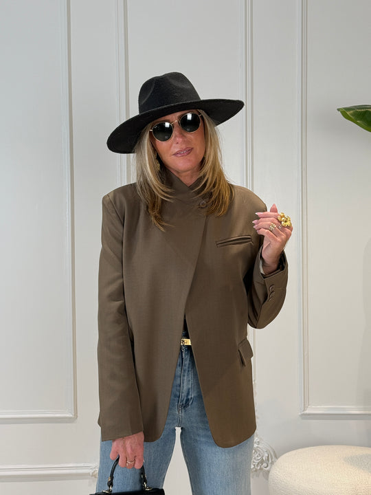 Blazer croisé uni brun Taupe