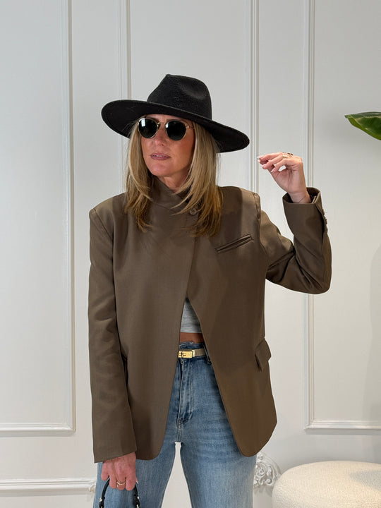 Blazer croisé uni brun Taupe