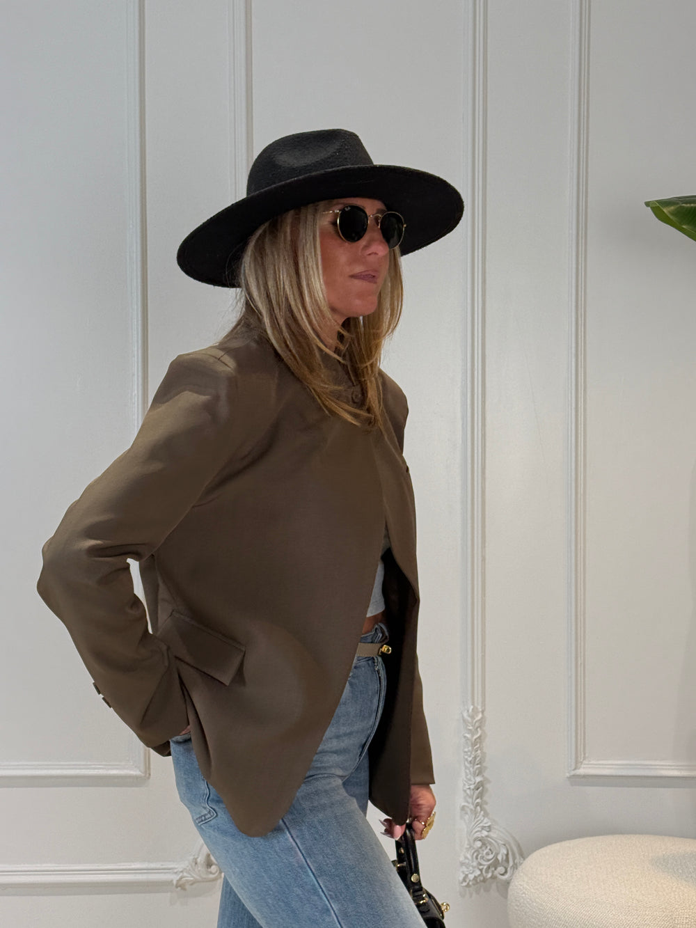 Blazer croisé uni brun Taupe