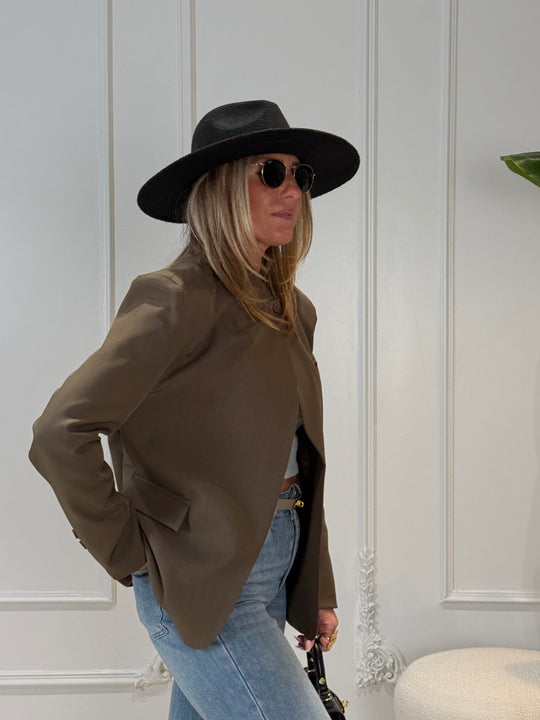 Blazer croisé uni brun Taupe