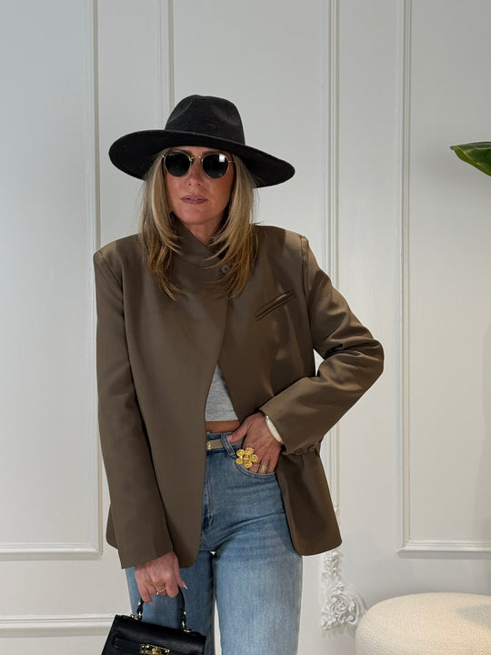 Blazer croisé uni brun Taupe