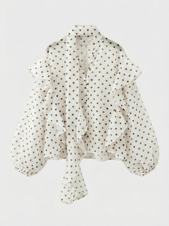 Blouse volant à pois 7286