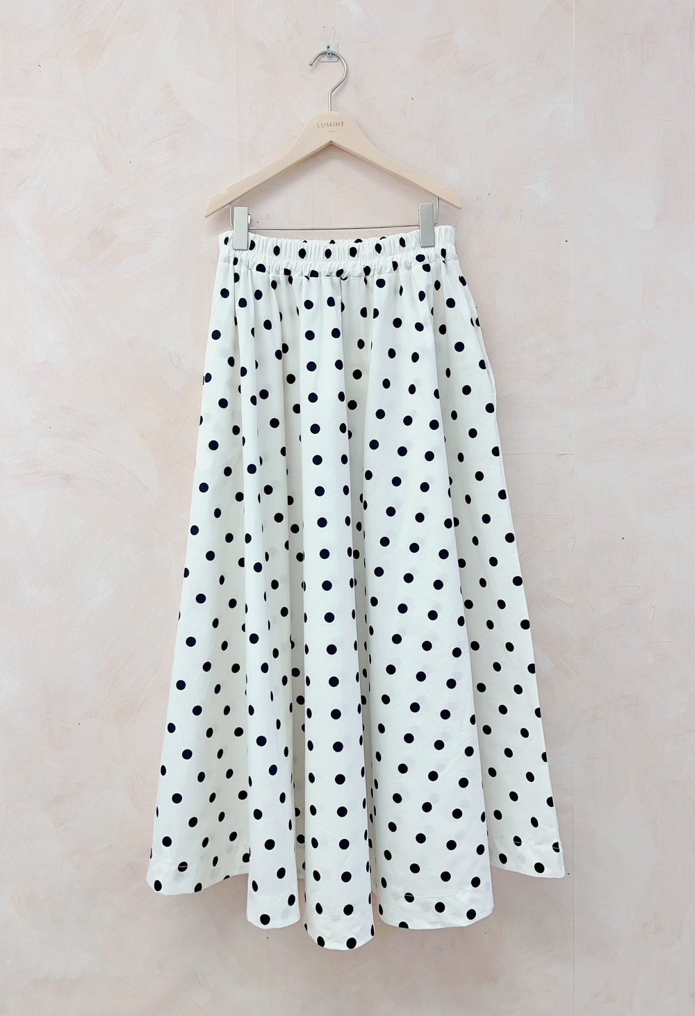Jupe longue Blanc à pois 7268