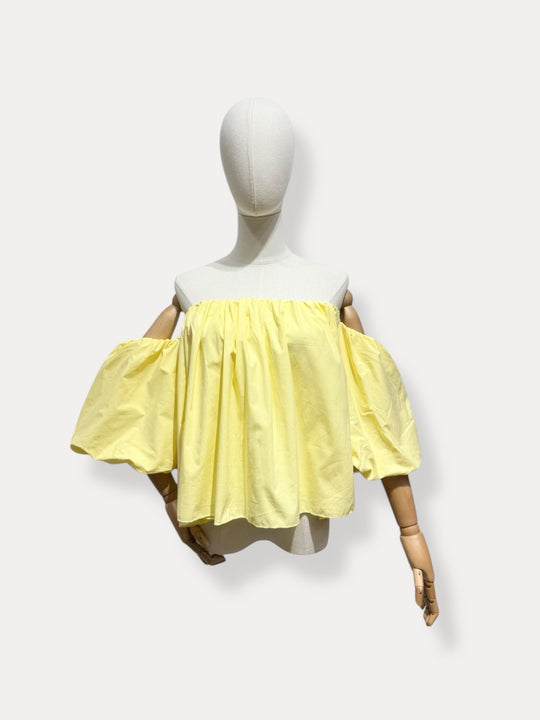 Blouse bustier bouffante manches JAUNE 2935