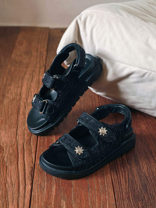 Sandal tweed bandes soleil Noir 8-1999