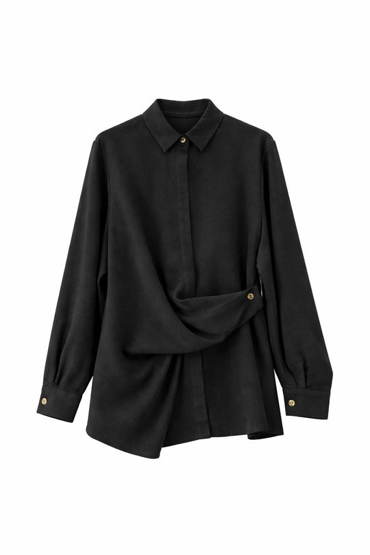 Chemise fluide effet lin 11573T Noir