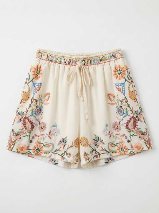 SHORT IMPRIME fleuri Lila K33057