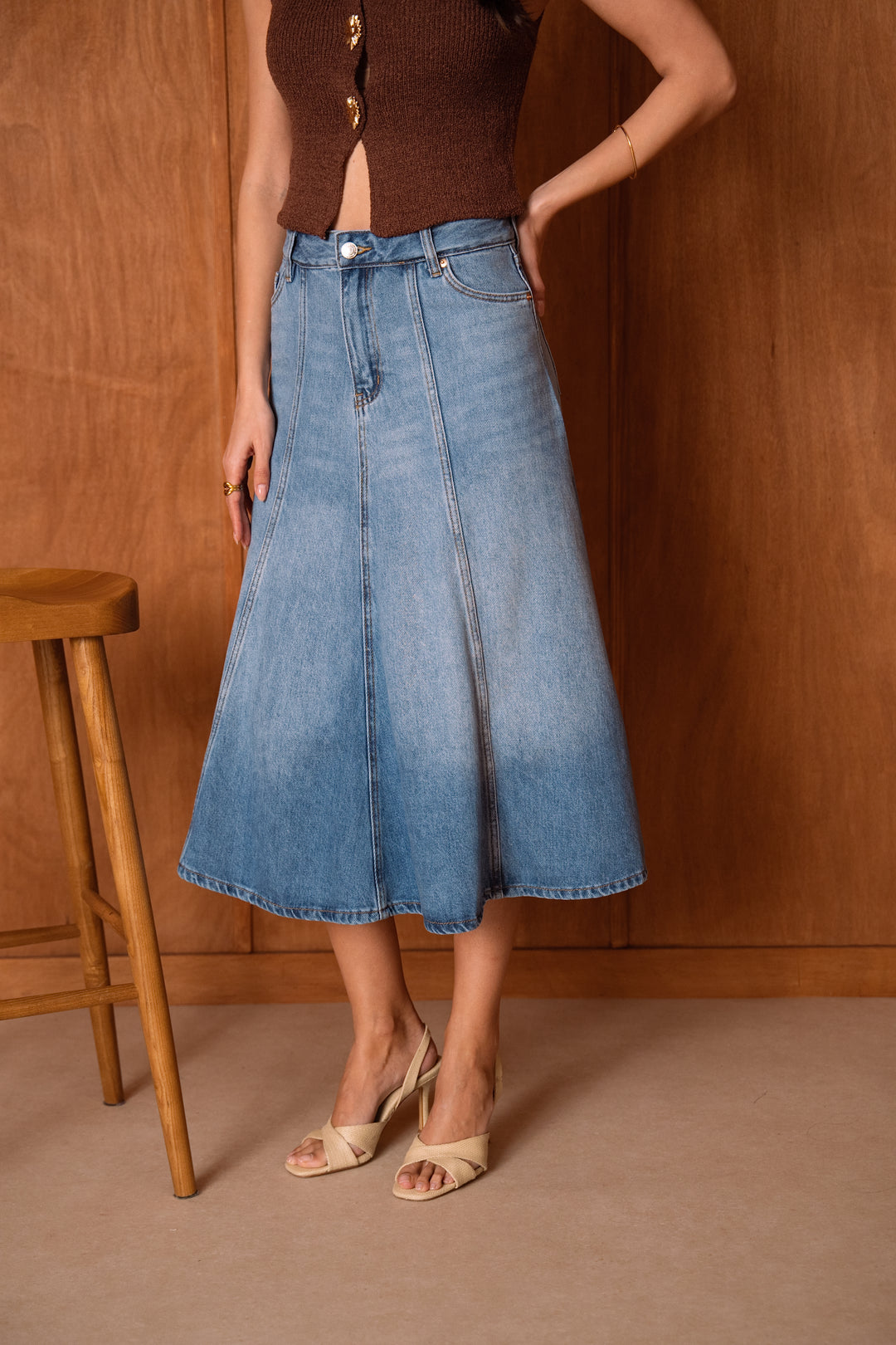 Jupe jean mi long J9184 (entre deux sur tailler)