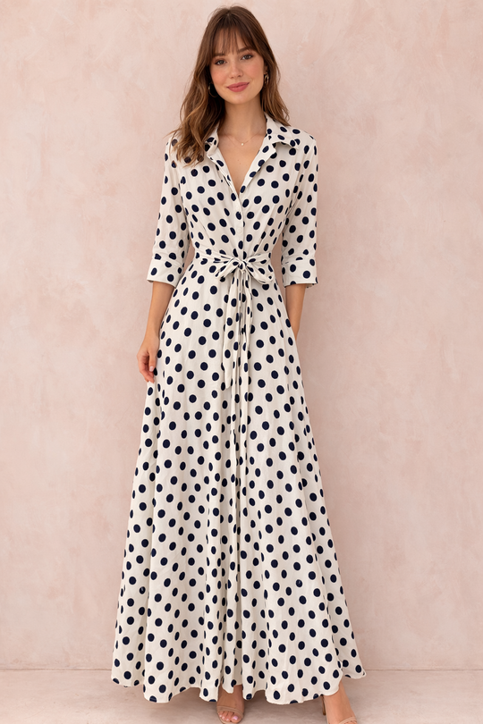 Robe long à pois blanc 4379