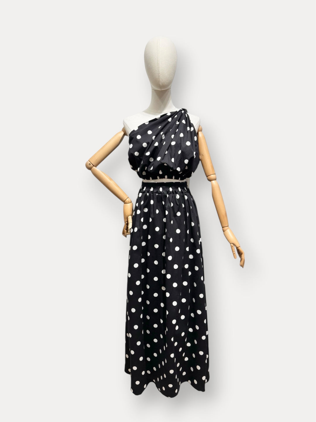 Ensemble top + jupe à pois noir 12893