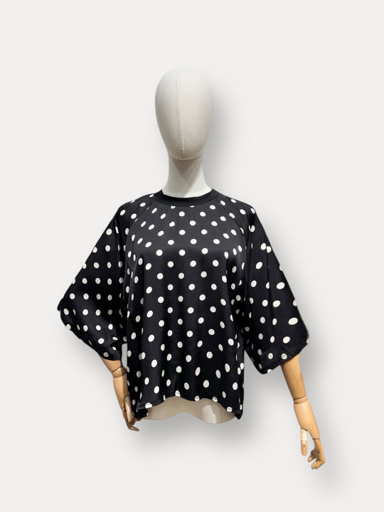 T-shirt Soie à pois Noir 15161