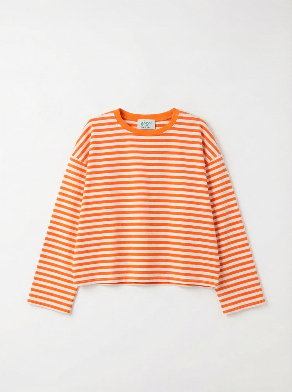 T-shirt rayure Orange manches longue T38109