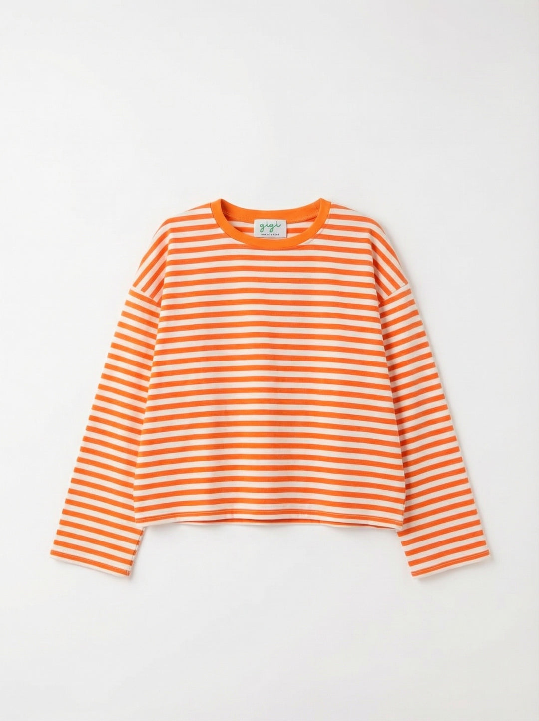 T-shirt rayure Orange manches longue T38109