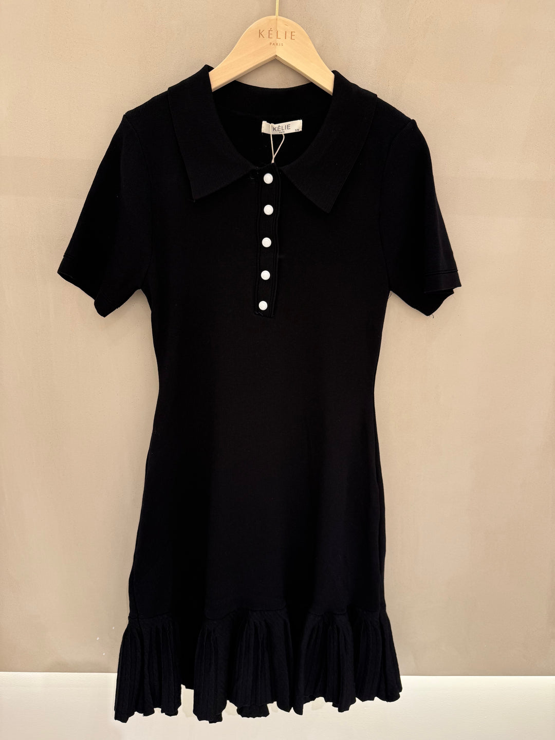 Robe courte col Claudine Noir K5-07