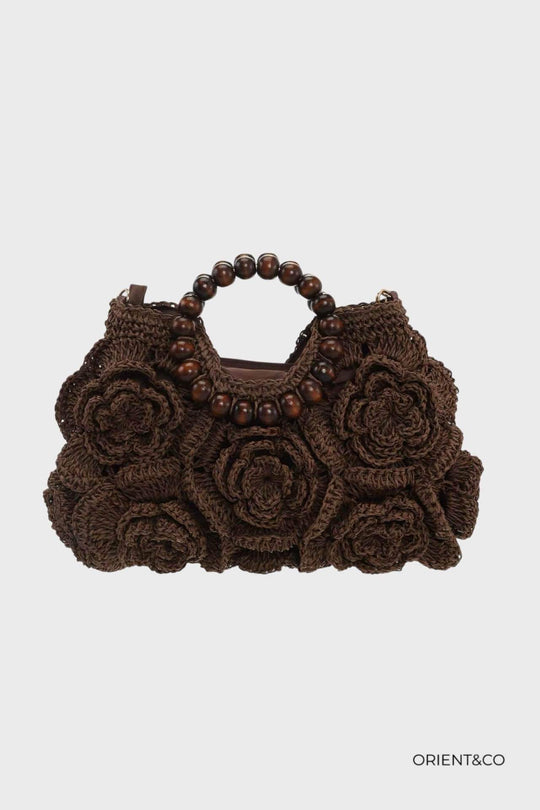 Sac paille tressé fleuri