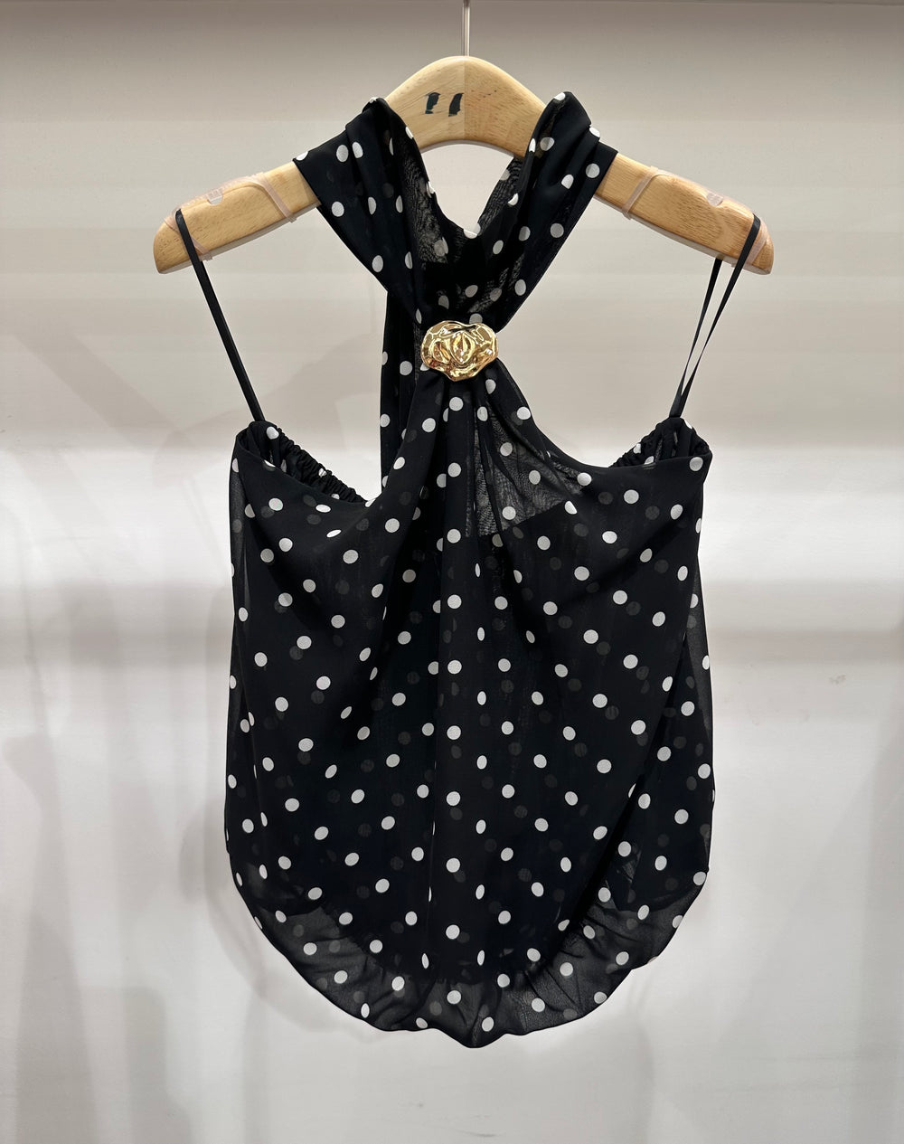 bustier à pois attaché cou noir 62111
