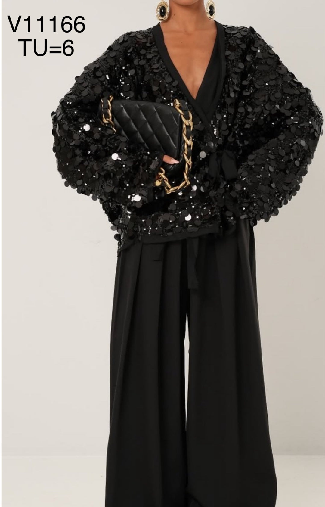 Gilet pailletée en Noir V11166