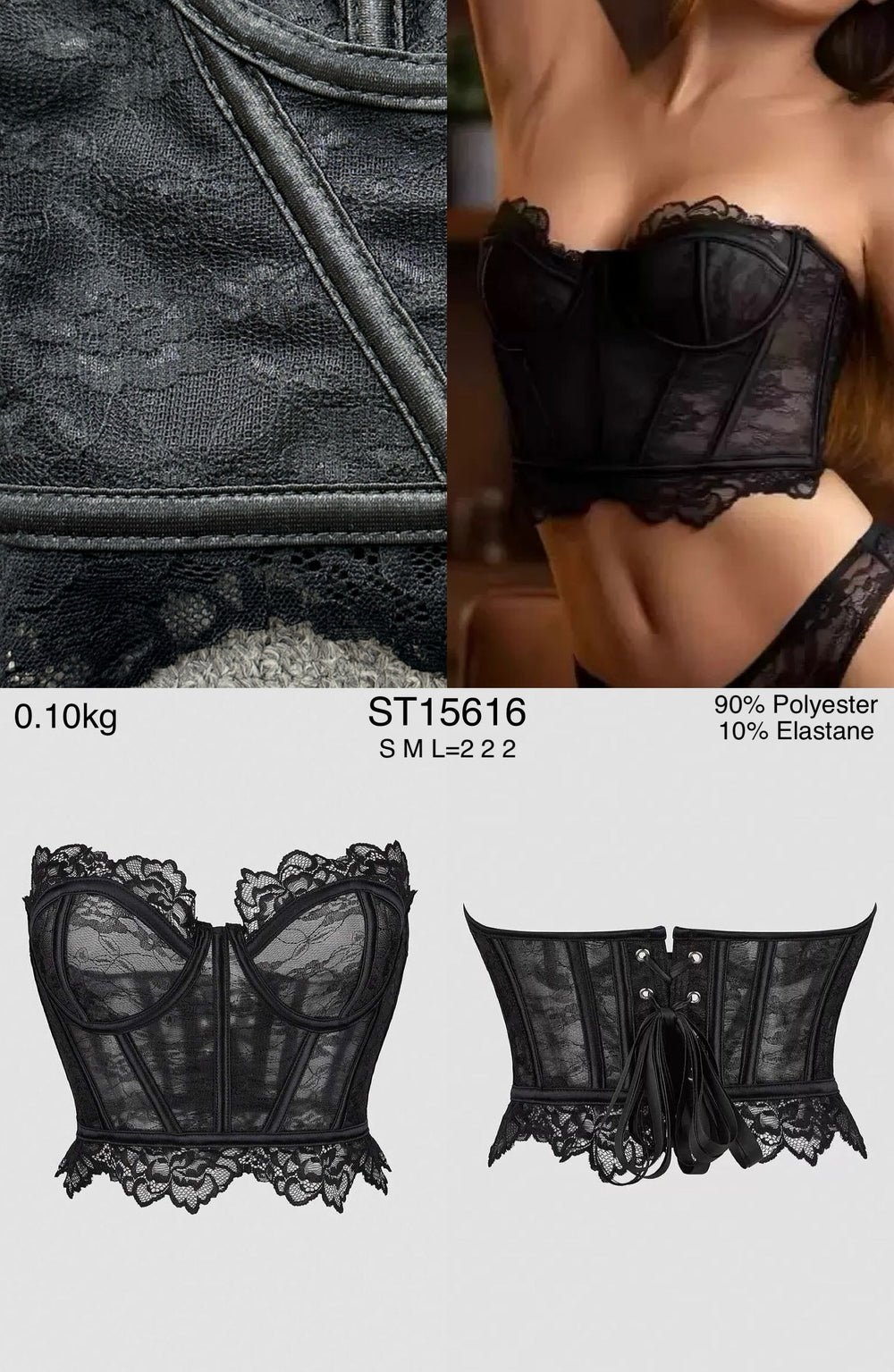 Corser dentelle Noir ST15616