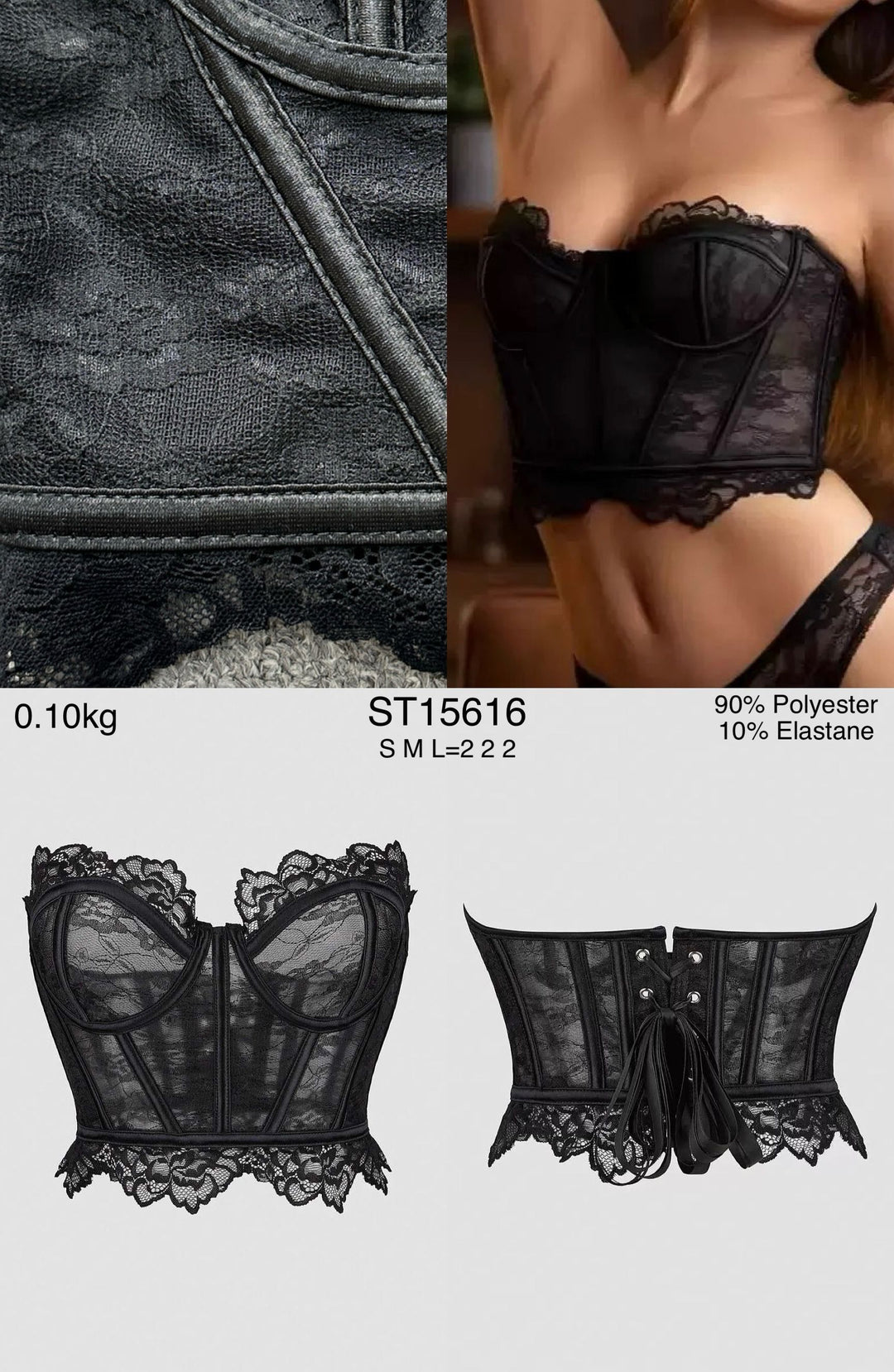 Corset dentelle Noir ST15616