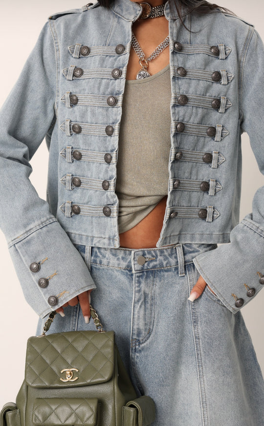 Veste jean officier Bleu claire 13955