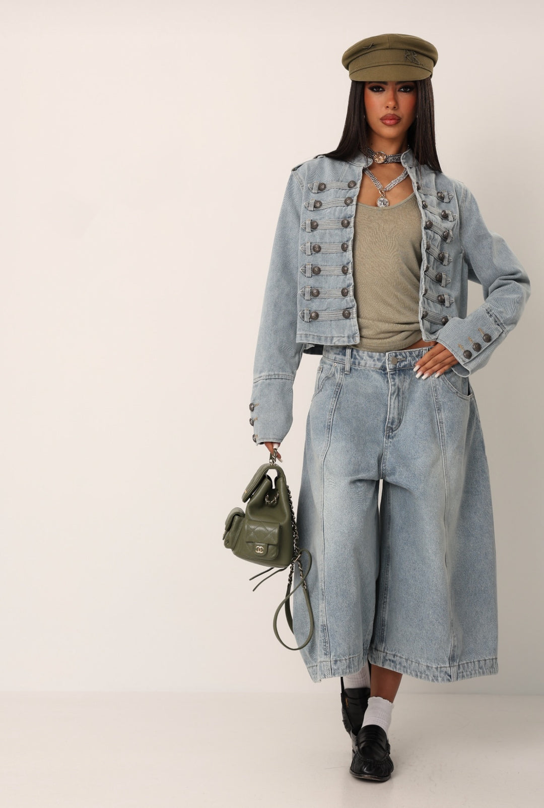 Veste jean officier Bleu claire 13955
