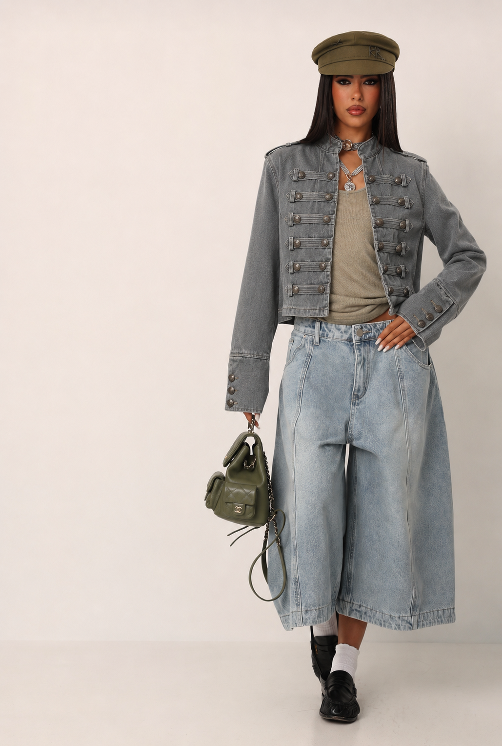 Veste jean officier Gris 13955