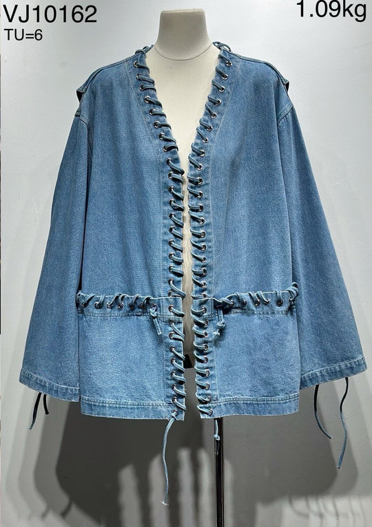 Veste jean droite tresse 10162